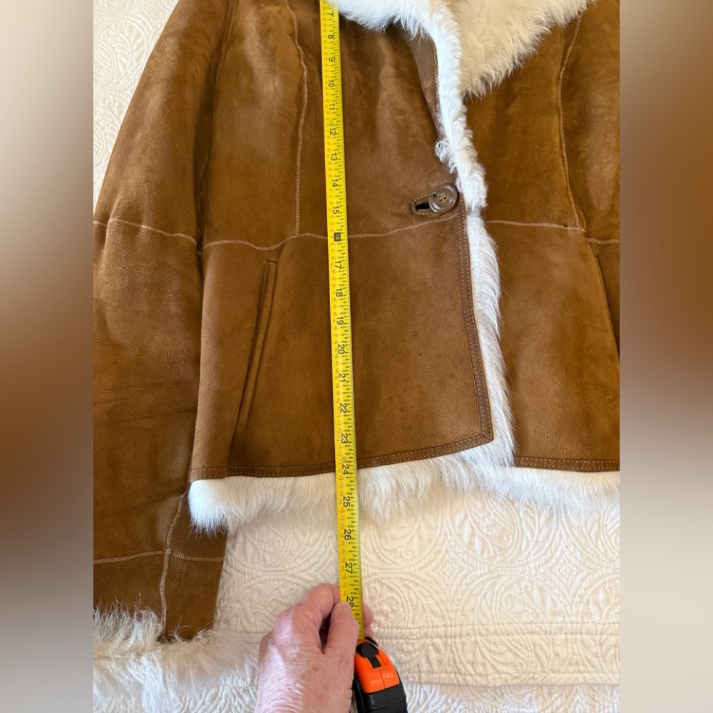 COLE HAAN Lambskin Suede Jacket with fur lining. Penny Lane Jacket - Picture 9 of 16